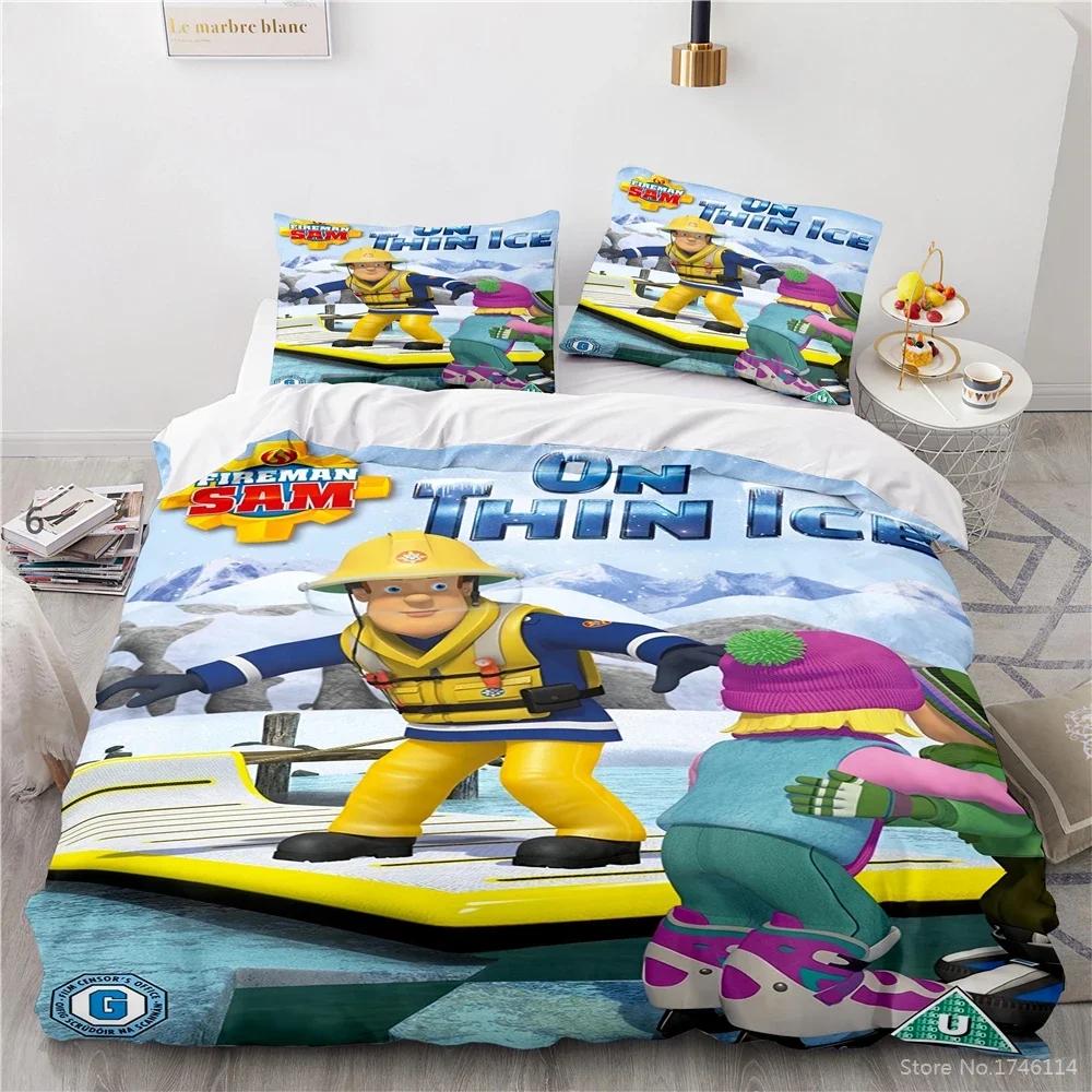 

Fireman Sam Cartoon Love Child Duvet Cover Set Hd Comforter Cover Bedclothes For Kids Bedding Sets Bedroom Decor US King(264*228cm)3pcs