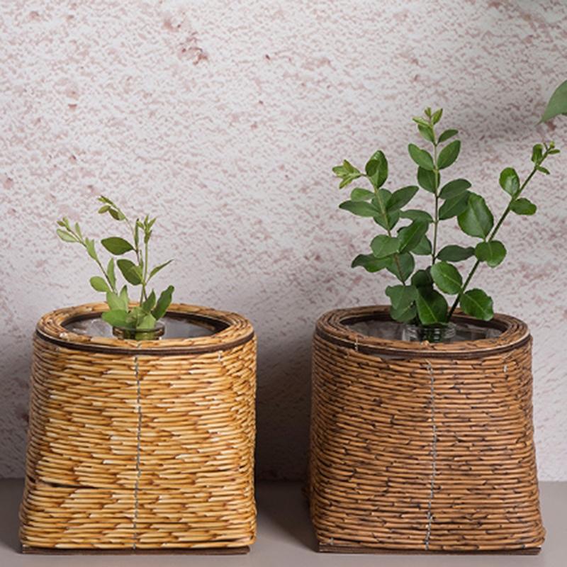 Hand Decorated Flower Pots, Indoor Rattan Plant Flower Pots, Desktop Decorations, Garden Flower Pots, And Flower Pots