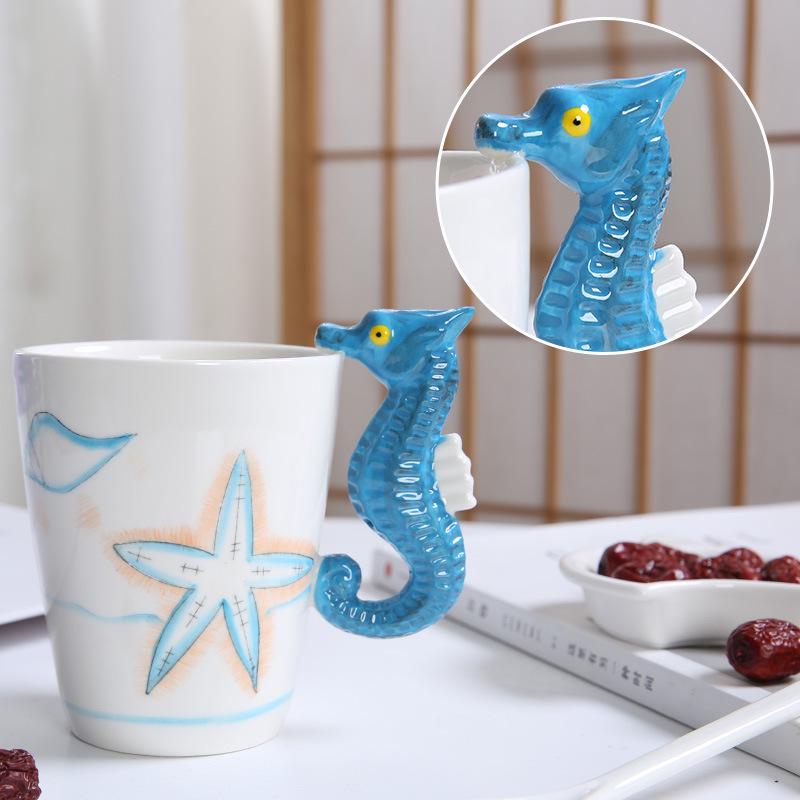 3D Zebra Handle Ceramic Coffee Cup - Unique Animal Gift Cup