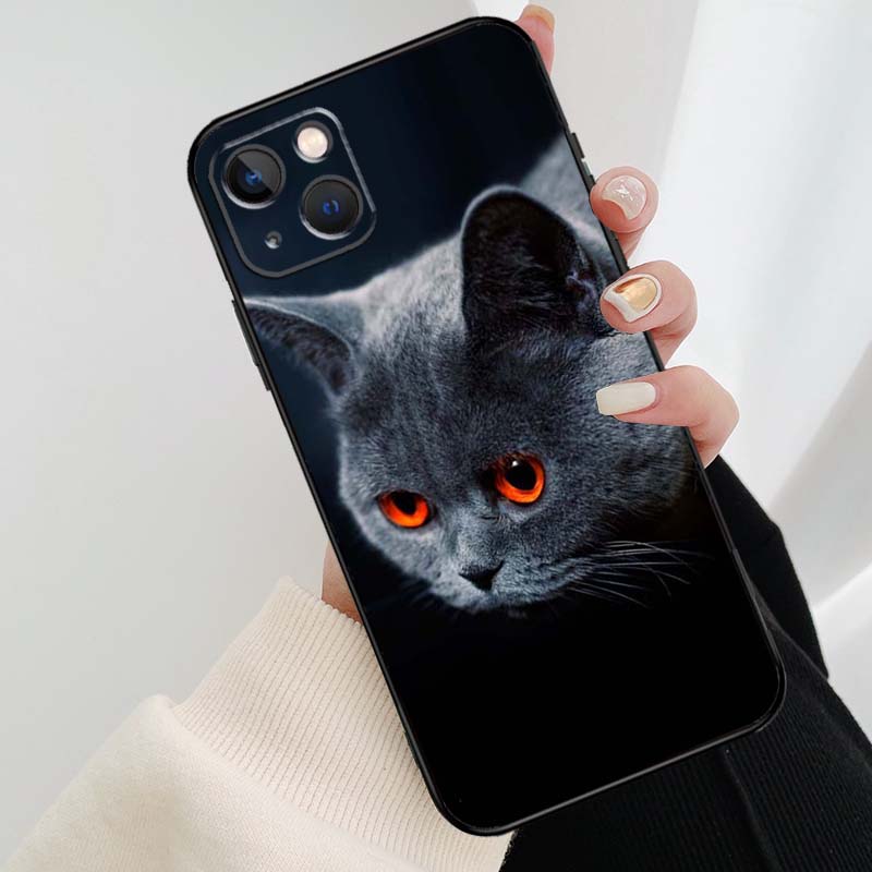 Beautiful Grey British Shorthair Cat Case For iPhone 12 13 Mini 13 11 12 14 Pro Max XS X XR 6S 7 8 Plus SE 2020 Silicone Cover