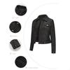 Multi Zipper Decorative Motorcycle Jacket, Long Sleeved Cardigan Jacket, Spring and Autumn Thin Leather Jacket for Women