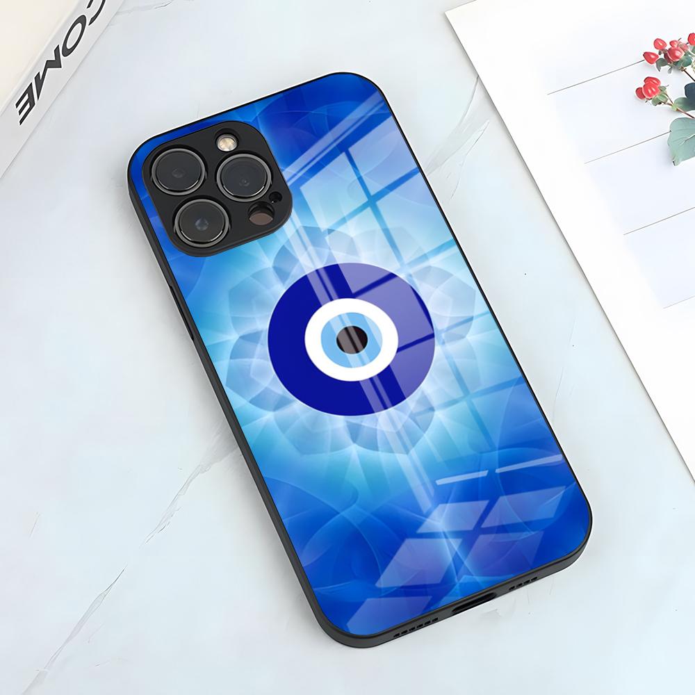 Lucky Blue Evil Eye Phone Case For IPhone 17 Pro Max 15 Pro 16 14 Plus 12 13 Mini 11 Pro Shockproof Glass Cover