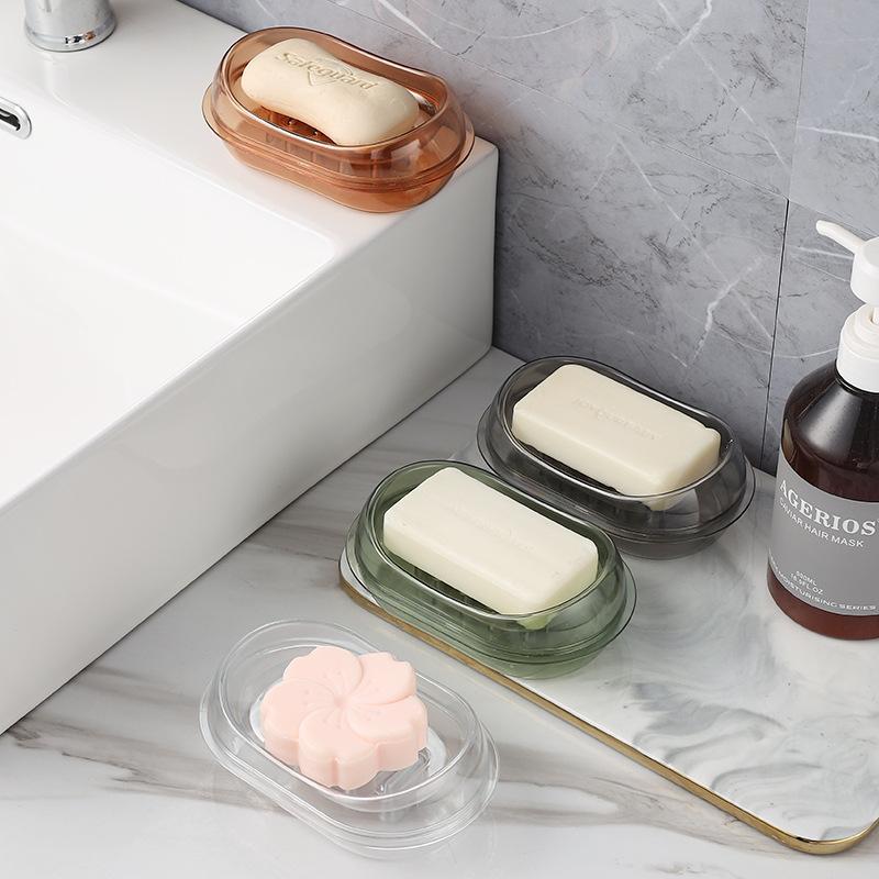 Transparent Double-layer Water-draining Soap Box Non-water-accumulating Sanitary Stand Soap Box Household Soap Box
