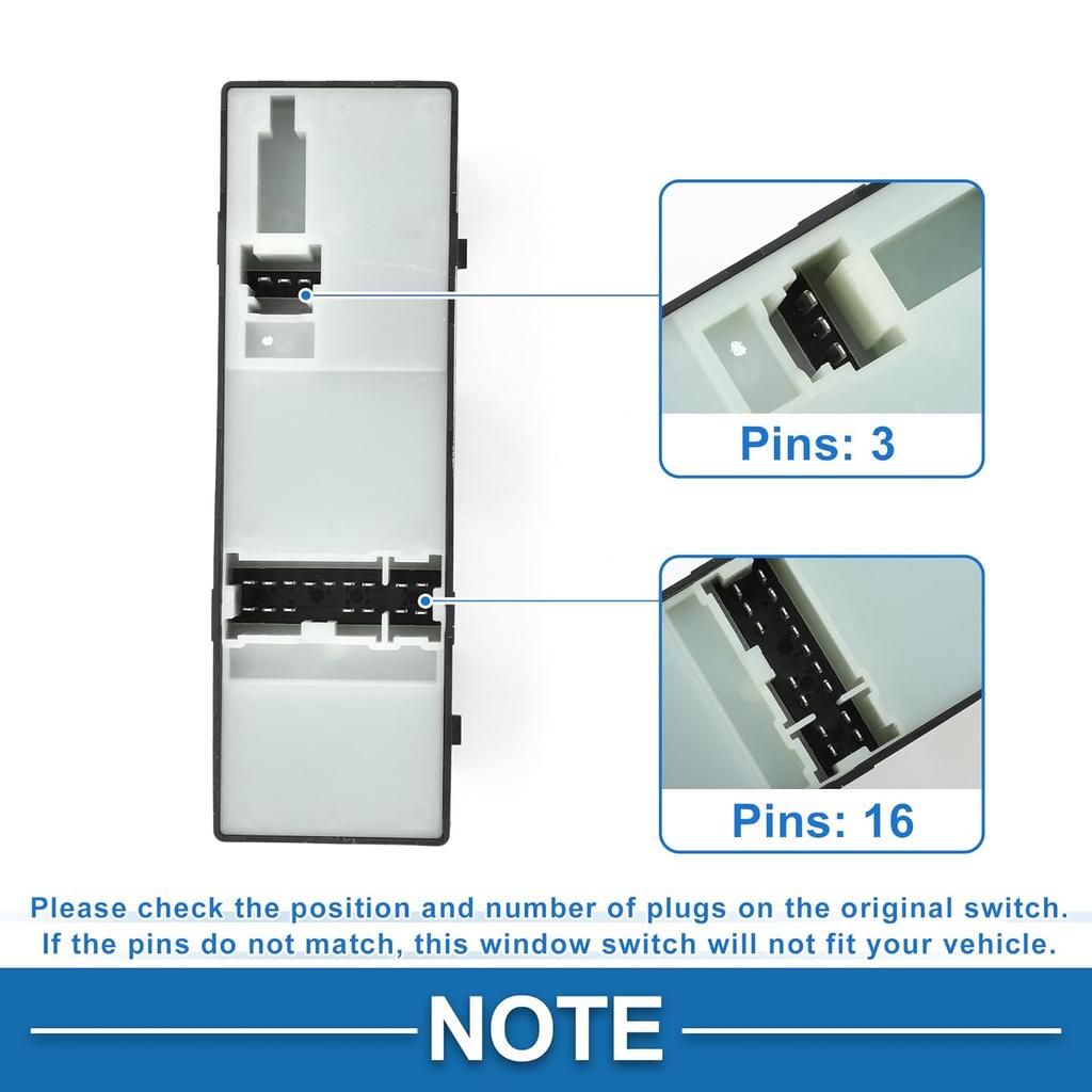 1 AUTO Power Window Switch No.254013AA1B Window Control Switch for Nissan Versa 2012-2019 Black