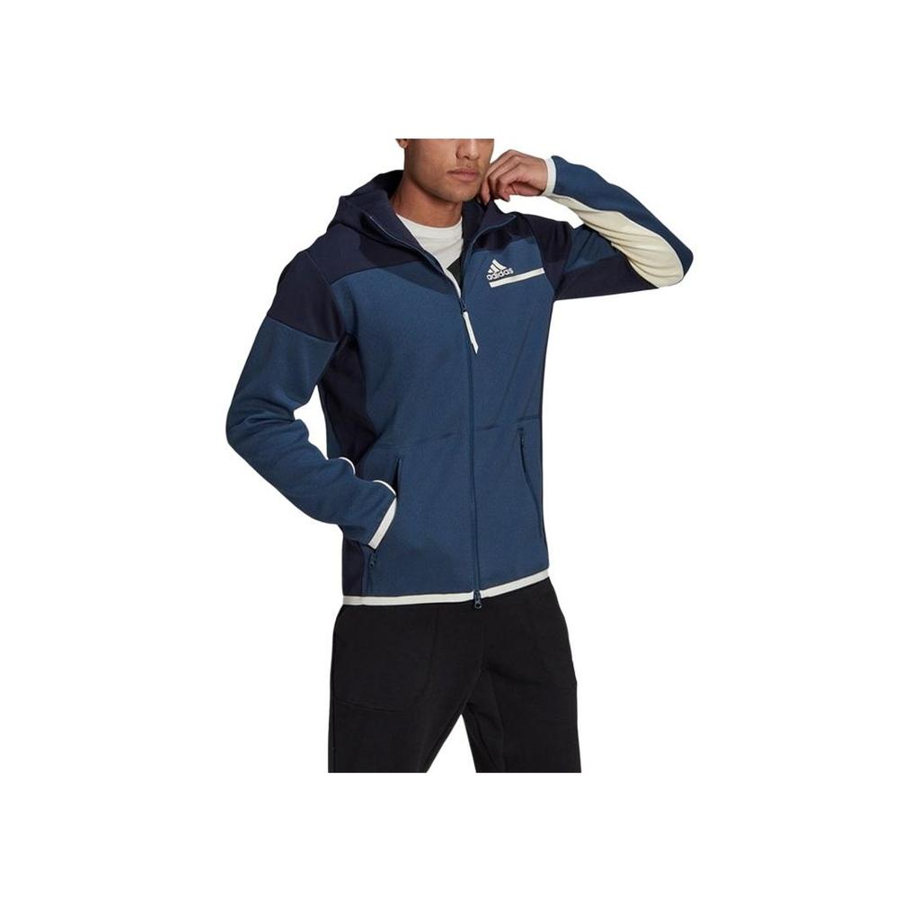 Adidas Z.N.E Series Sports Fitness Thick Knit Hooded Logo Jacket Men jackets Navy GN6834