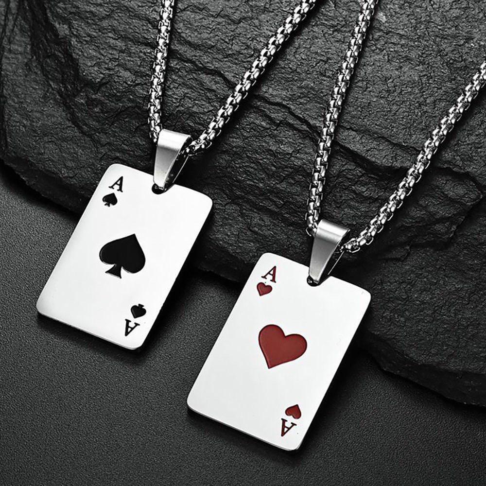 Summer Ace of Hearts Titanium Necklace & Hoodie Set: Trendy Hip Hop Style for Men & Women