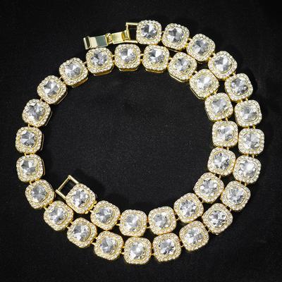 13 mm Hip-Hop-Halskette aus kubanischer Kette für Herren mit Diamantakzenten