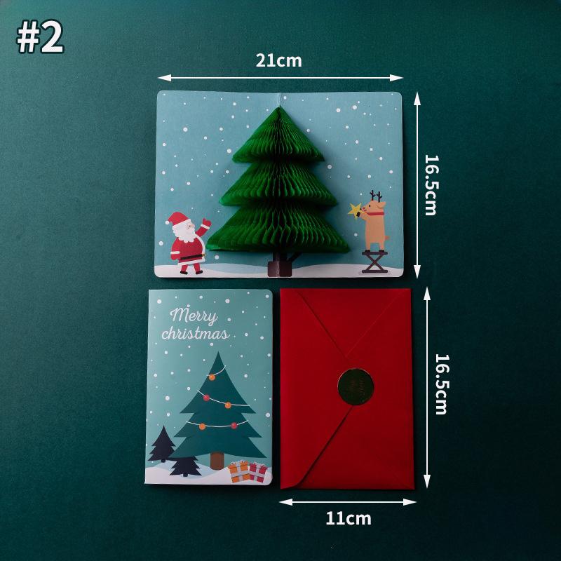 Merry Christmas Greeting Cards New Year 2025 Blessing Postcard Navidad Foldable Greeting Cards Xmas Tree Party Hanging Decor