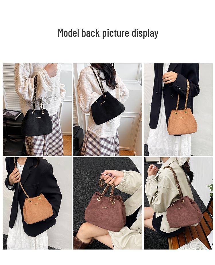 2025 Fashion Suede Retro Shoulder Bag - Versatile Autumn/Winter Chain Underarm Bucket Bag