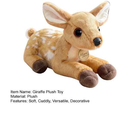 25CM Reindeer Plush Toy Soft Stuffed Animal Laying Down Pose Giraffe Plushies Birthday Xmas Gift for Kids