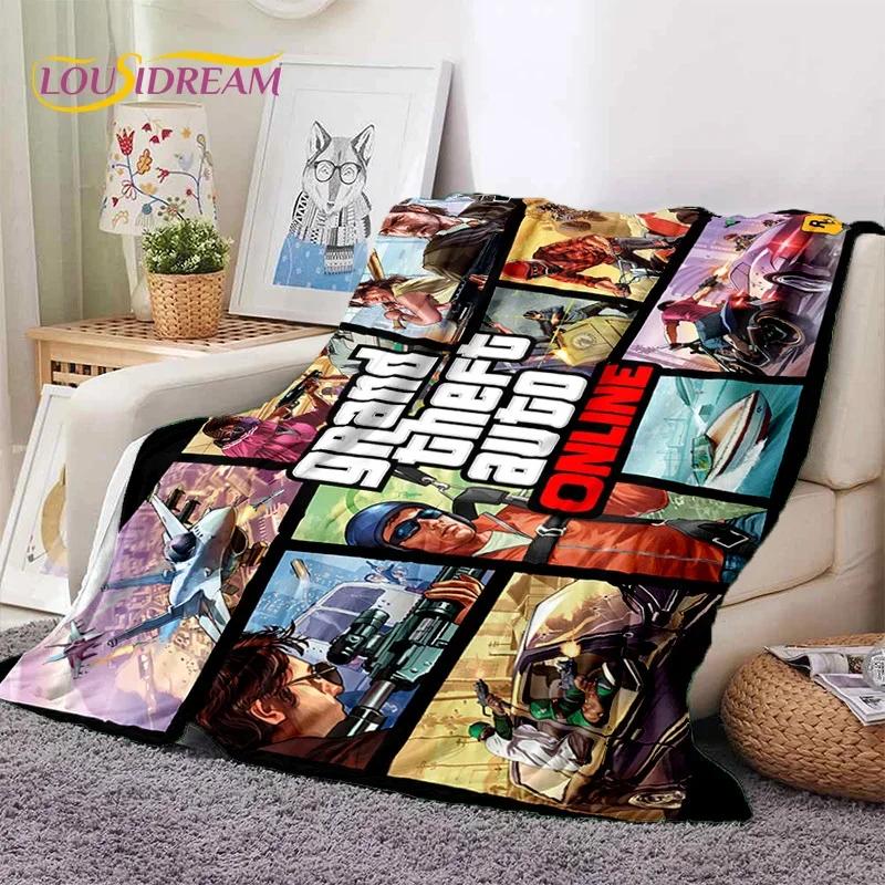 GTA Game Grand Theft Auto Gamer Soft Flannel Blanket for Beds Bedroom Sofa Picnic,Throw Blanket for Cover Outdoors Leisure Gift