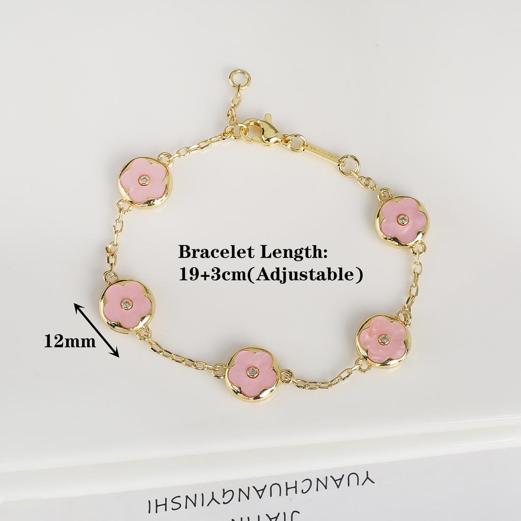 Trendy Creative Adjustable Round Five Leaf Flower Gold-Plated Bracelet Luxury for Women Daily Party Jewelry Accessories Clover