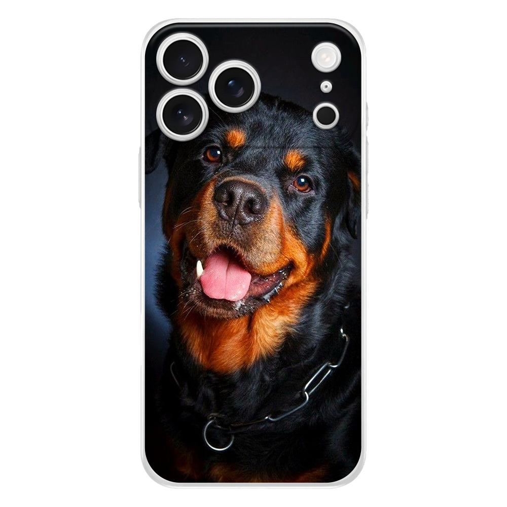 Soft Clear TPU Phone Case For iPhone 17 Air 16E 16 11 15 14 Pro MAX 12 13 7 8 Plus SE Easter Cover Protection Rottweiler Dog