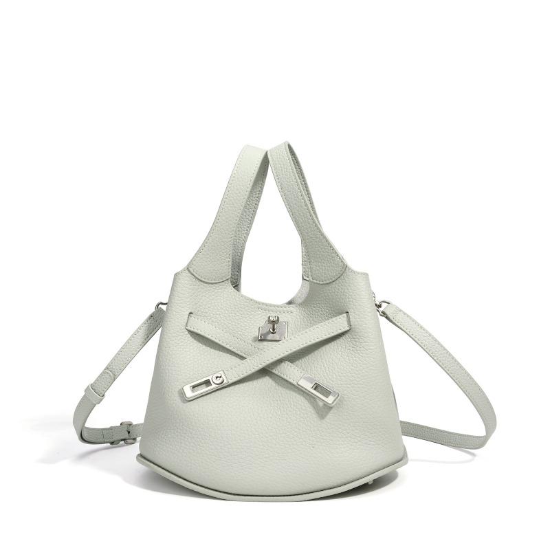 Light luxury commuter handbag bag exquisite first-layer cowhide vegetable basket bag genuine leather spring and summer new shoulder bucket bag