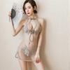 Sex underwear women's national style cheongsam transparent free uniform temptation passion sexy tulle pajamas large size set qy