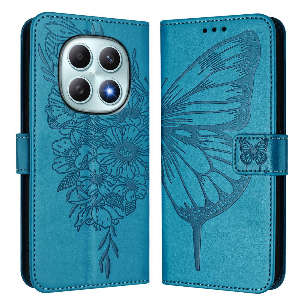 For Xiaomi Poco M8 5G/Redmi Note 15 5G (Global)/15 4G (Global) Wallet Case with Wrist Strap Butterfly Imprint Leather Phone Cover