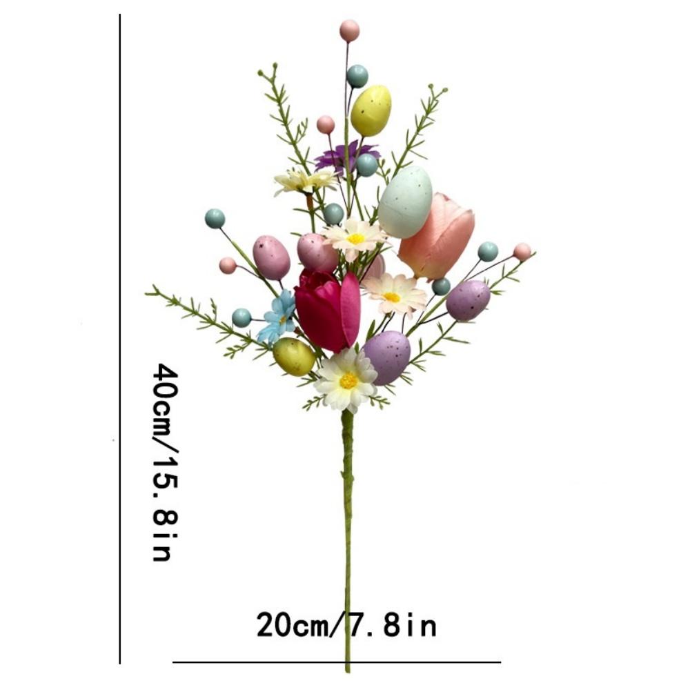 

2026 Easter Decors Colorful Egg Artificial Flowers Tulips Daisies Bouquet Cuttings Tree Branch Party Supplies Easter Decoration