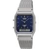 Casio Ana-Digi Vintage Series Quartz Watch AQ-230EM-2A Mesh Metal Band Unisex Dual Time Navy