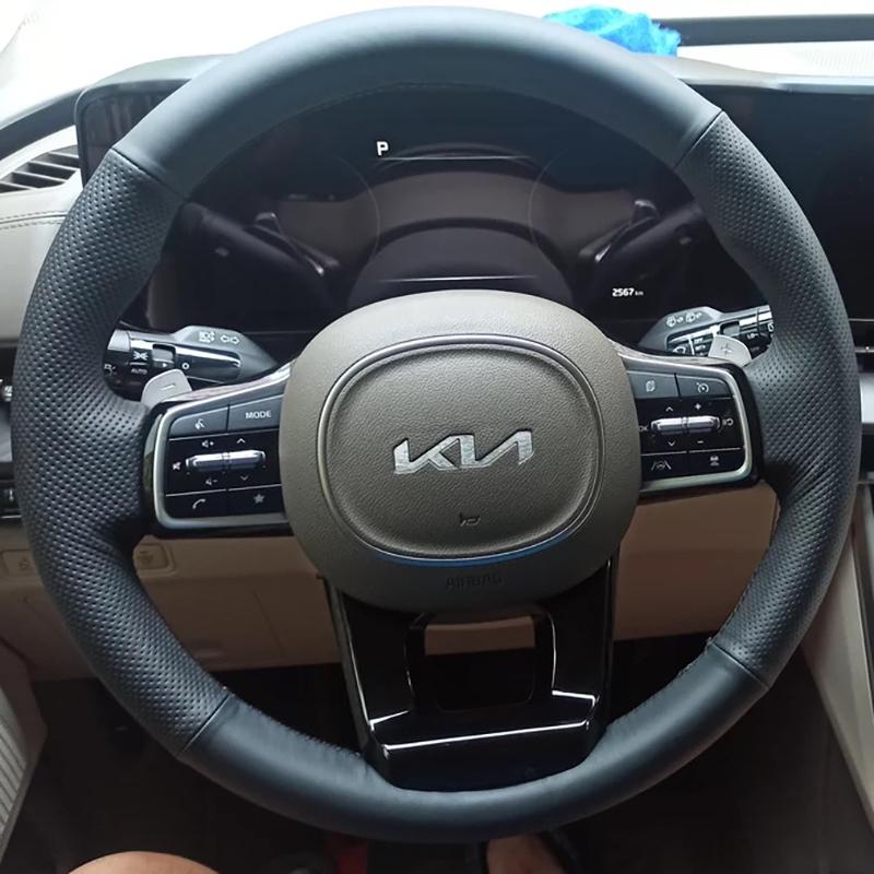 Hand Stitched Non-slip  Leather Car Steering Wheel Cover For Kia Sorento -2024 Carnival -2024 Auto Parts