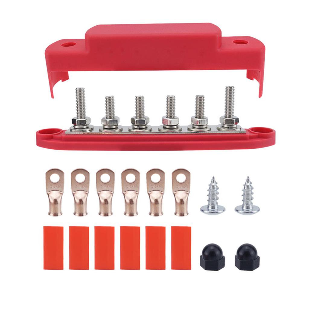 6 Post Power Distribution Block Terminal Screw Busbar High Current Wiring Stud Battery Junction Block for Marine Vehicle