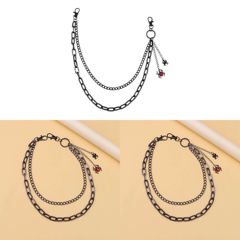 Blutige Spinne Anhänger Doppellagig Metall Taille Kette Für Street Style Männer Und Frauen