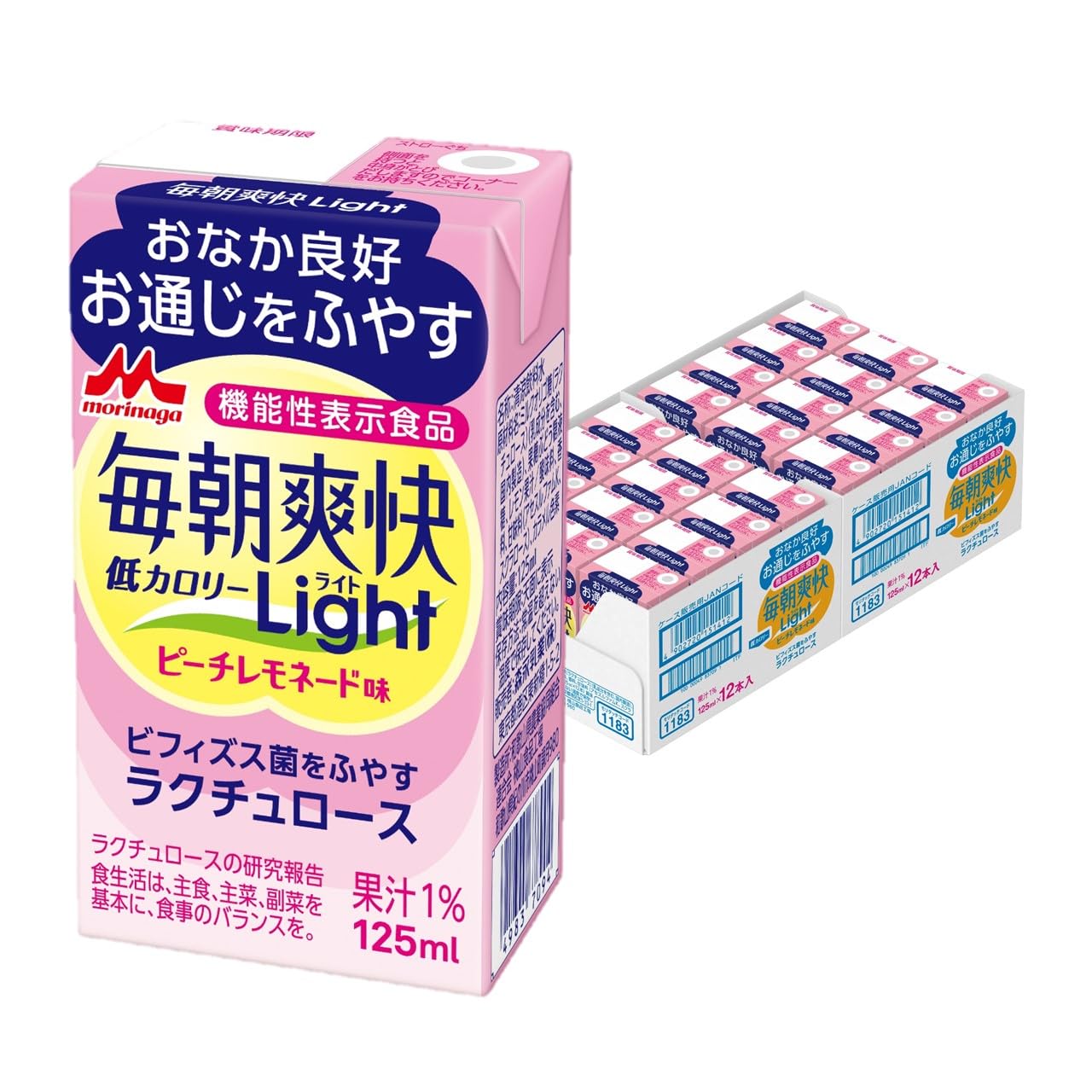 

Morinaga Morning Refreshing Light со вкусом персикового лимонада 125 мл Олигосахарид лактулоза Низкое содержание питательных веществ с заявленными функциями x 24 бутылки [Калорийность молока]