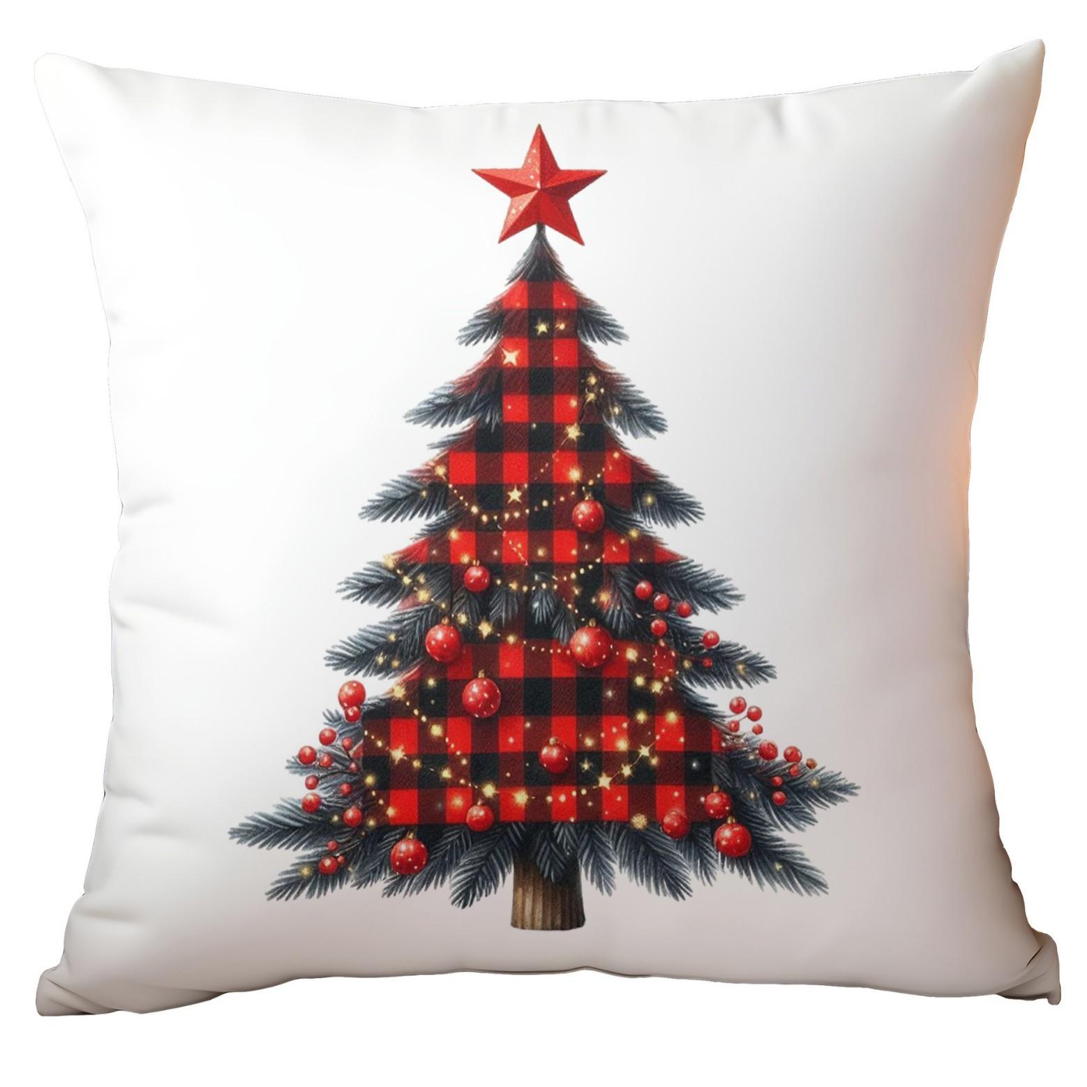 

New Christmas Pillowcase Red Plaid Creative Print Home Living Room Sofa Pillowcase 45 * 45Cm