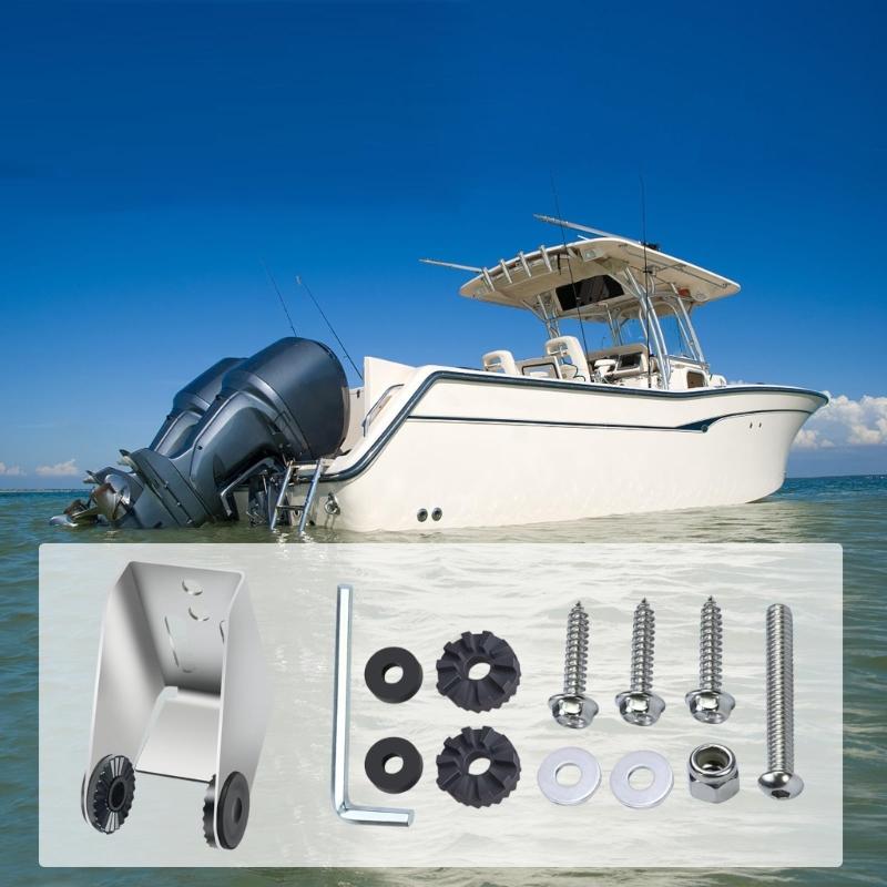 Transom Transducer Mounting Bracket with Round Holes and Long Adjustment Slot, Silver-Tone Metal Hardware Kit for XNT 9 20, XNT 19 20 T, XNN 14 20 T