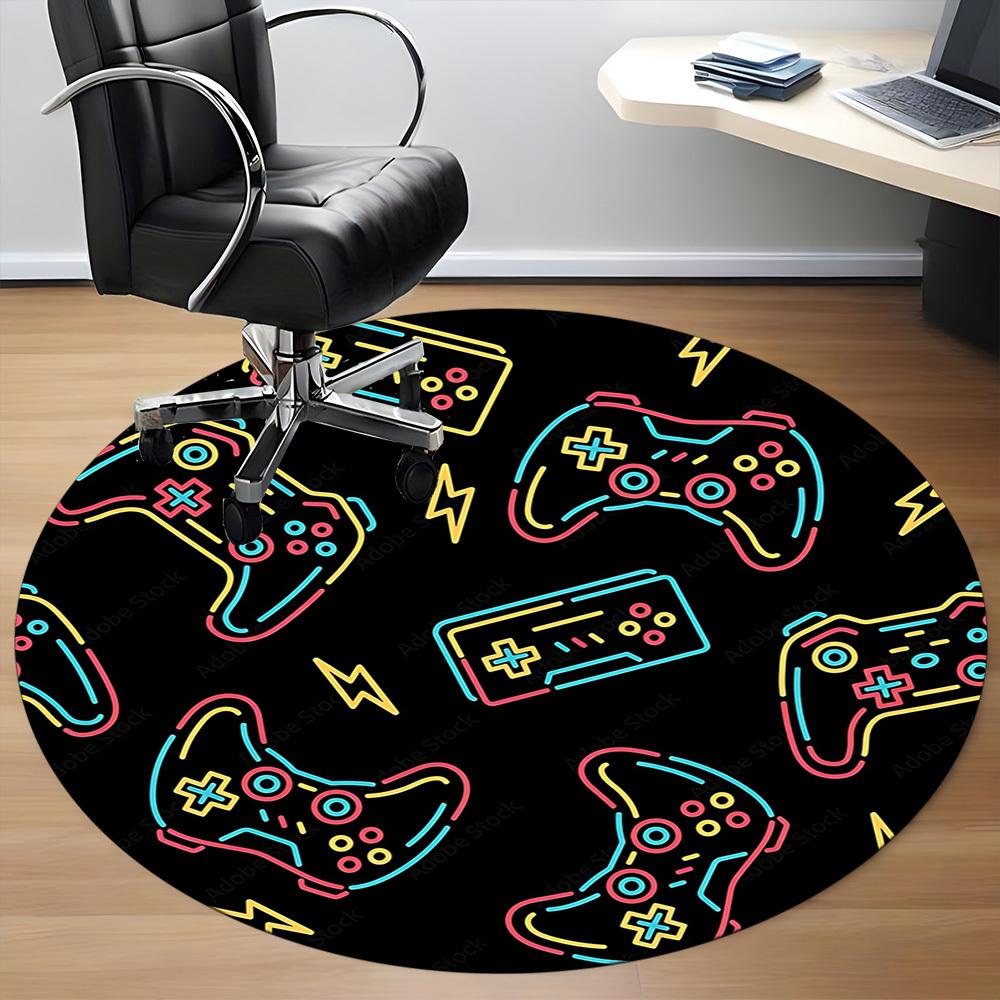 1pc Gaming Controllers Office Round Area Rug, Under Office Chairs Bedroom Living Room Home Decor, Room Deco