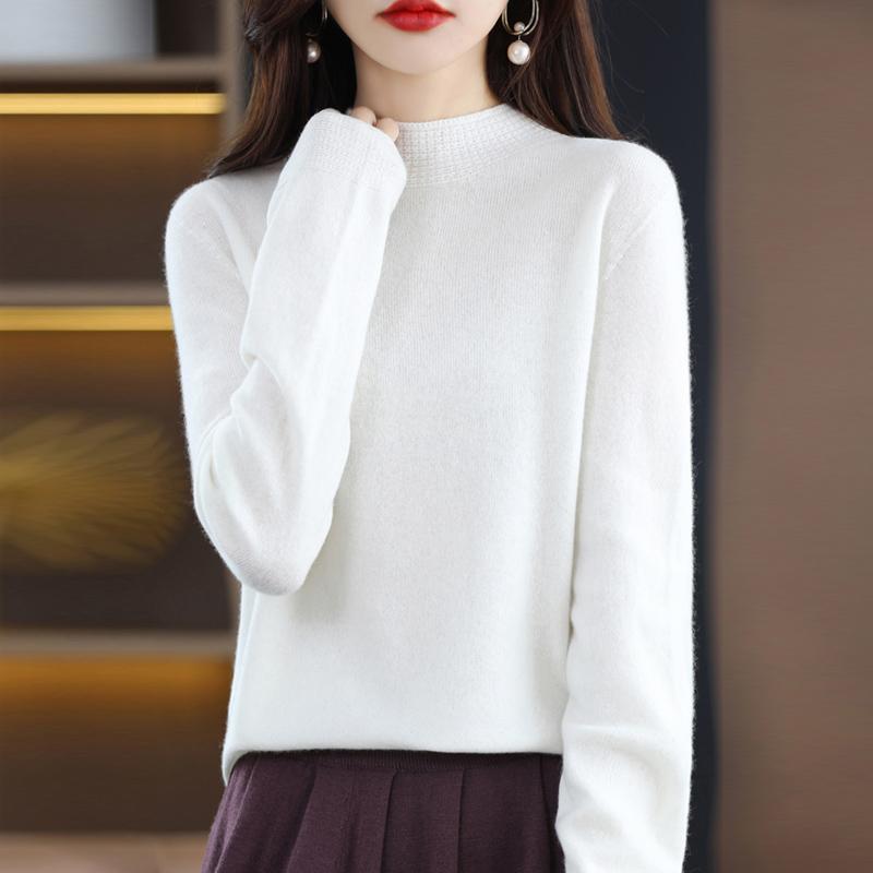 Women's Cashmere Sweater Qinghe Cashmere 30% Cashmere 70% Wool Autumn and Winter Pullover Warm and Fashionable