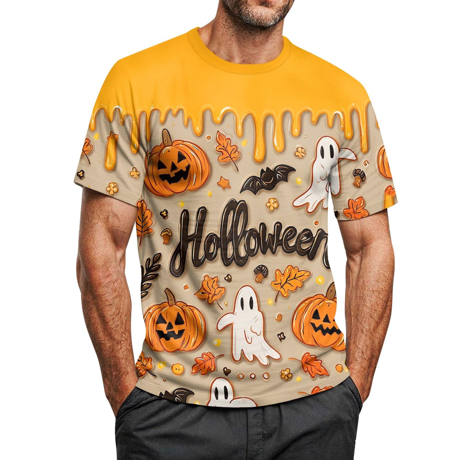 

Мужская футболка с принтом на Хэллоуин, с круглым вырезом, рукавами реглан и короткими рукавами XL жёлтый