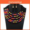 Spring Trend Ethnic Inspired Multilayer Collar Necklace Earrings For Women