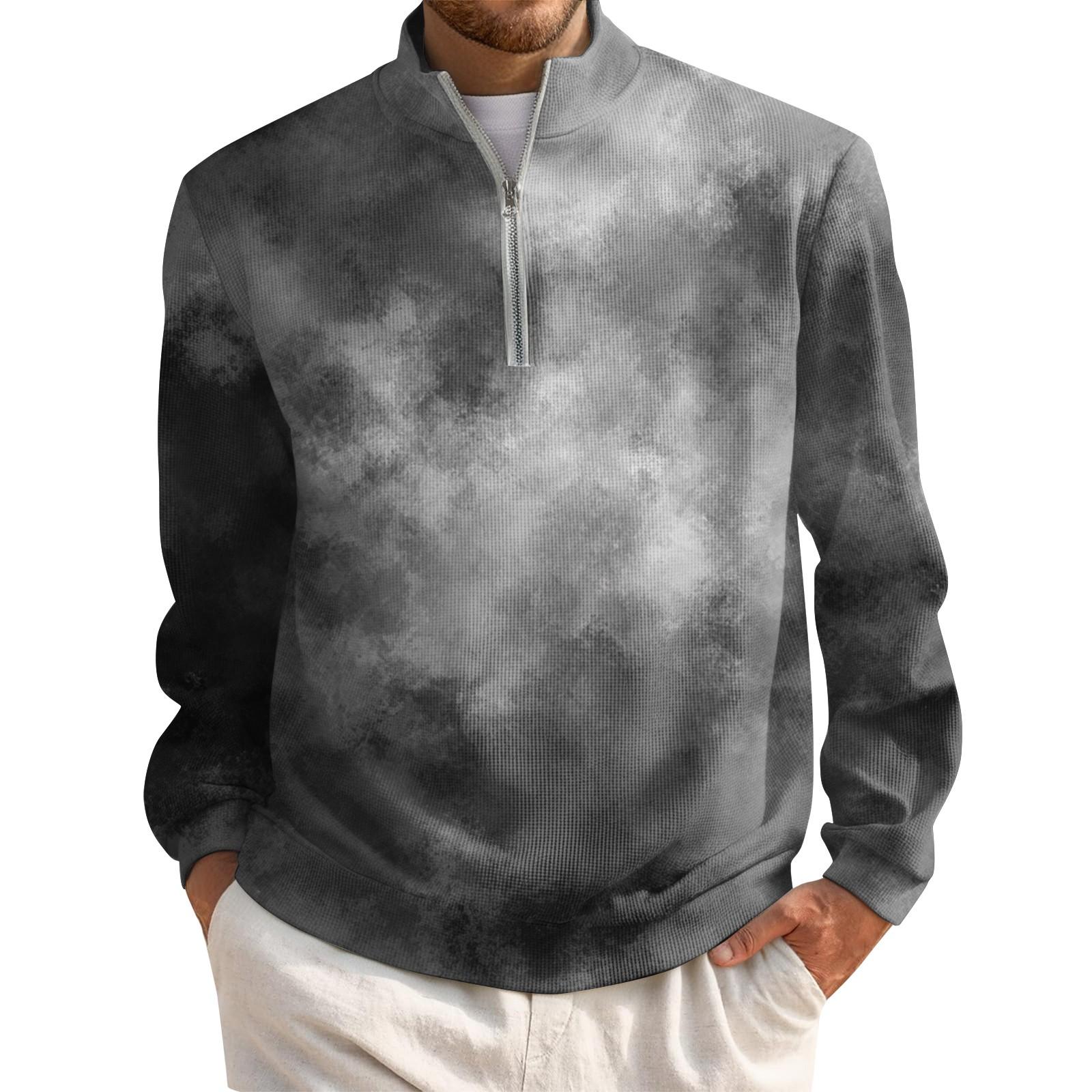 

Men s Short Zip Pullover Turtleneck Long Sleeve Top L чорний