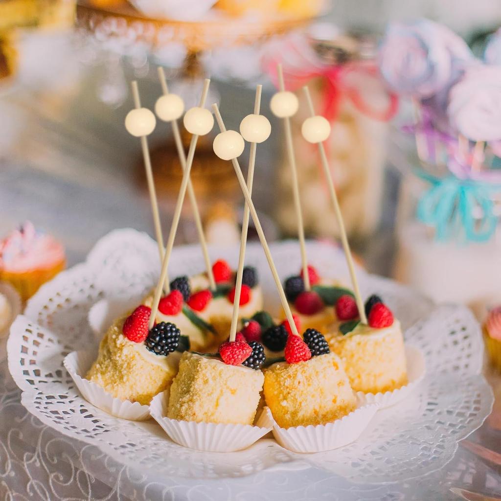 1000 Pieces Cocktail Picks Fancy Toothpicks for Appetizers 4.7 Inch Bamboo Cocktail Sticks Appetizer Skewers for Drinks, Fruit, Charcuterie, Wedding