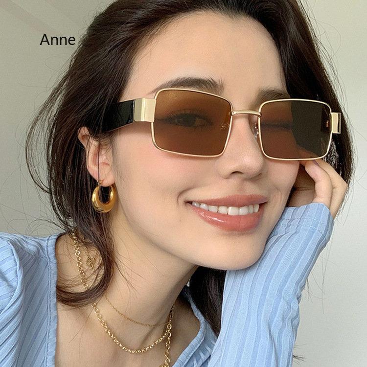 Vintage INS Fashion Sunglasses Unisex  Designer Retro Rectangle Colorful Square Eyewear for Men And Women