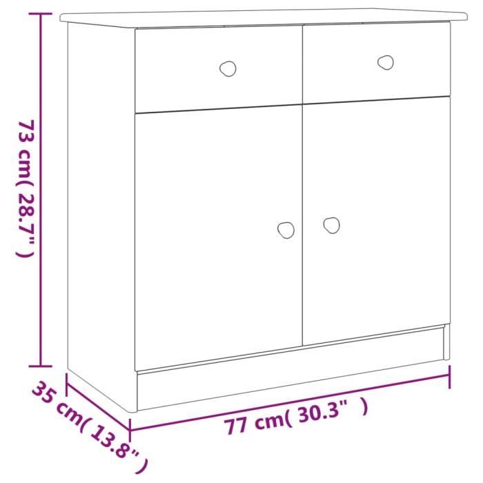 VidaXL Buffet ALTA 77x35x73 cm bois massif de pin 353941