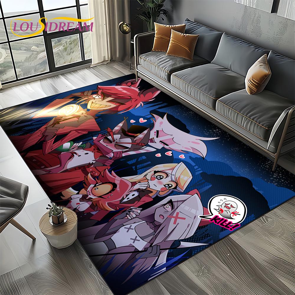 H-Hazbin Hotel Charlie Kreskówkowy Dywanik Dywan do Sypialni Salonu Dekoracja Domowa Sofa, Dekoracja do Zabawy dla Dzieci Mata Podłogowa Prezent