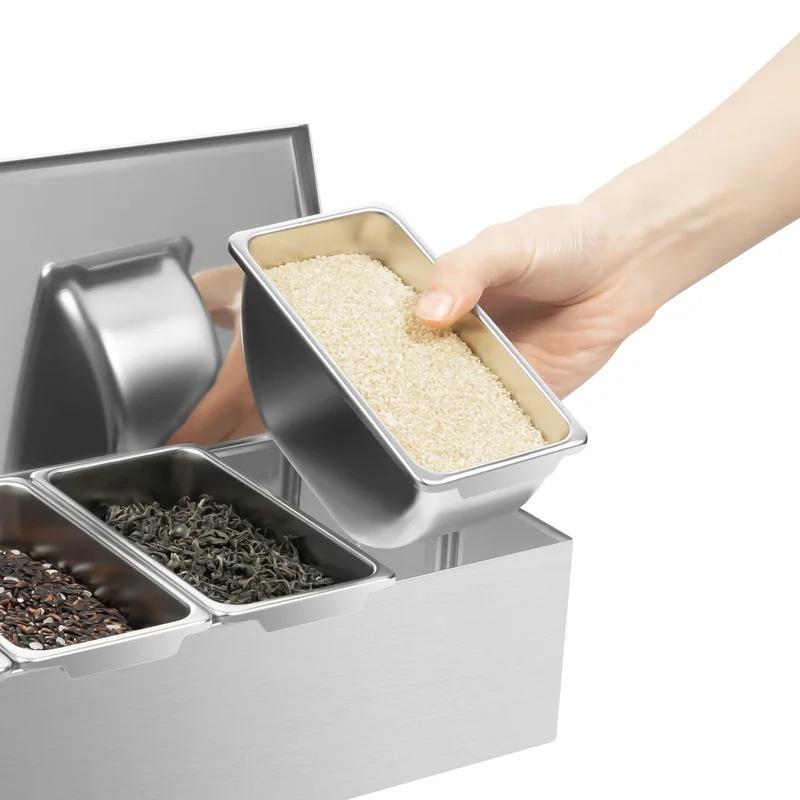 Distributeur de condiments en acier inoxydable Récipient de stockage de grains de cuisine Boîte à épices et assaisonnements avec 6 compartiments séparés