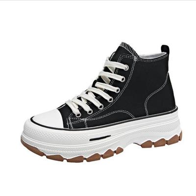 Women High Top Sneakers Lace-Up Casual Plarform Height Canvas Non-Slip Wear Resistant Spring Female Vulcanize Shoes