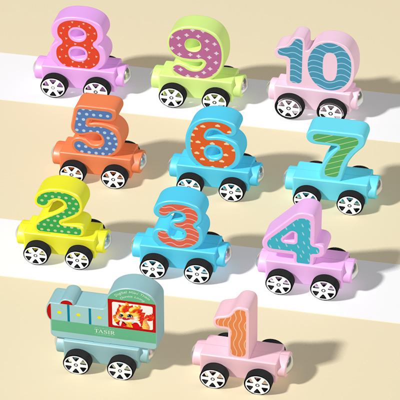 Wooden Magnetic Number Train: Educational Toy for Kindergarten & Early Learning