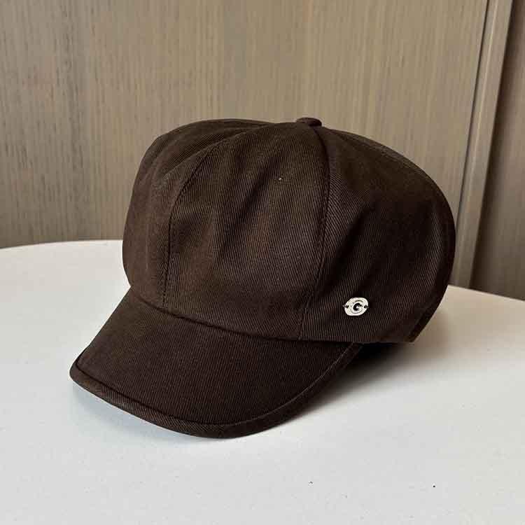 

Simple Solid Color Short Brim Star Anise Hat Women S Early Autumn Newsboy Hat Casual Versatile Bud Cap M（56-58cm） кавовий