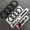 QR2 m2 RS4 4Ring logo ABS Black Car Hood Front Grill Emblem Rear Trunk Badge Sticker m2 Sport  Emblem Sticker For RS4 2016-2020