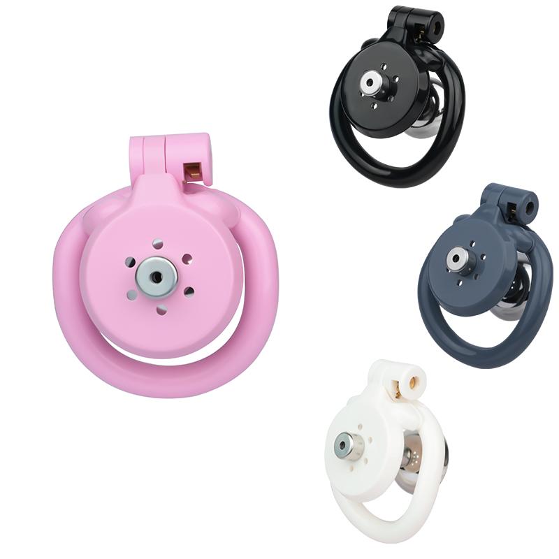 FRRK-216C Plastic Male Bondage Sex Chastity Cage Four Colors Four Sizes Bdsm Resin Penis Cage with Built In Chastity Locks