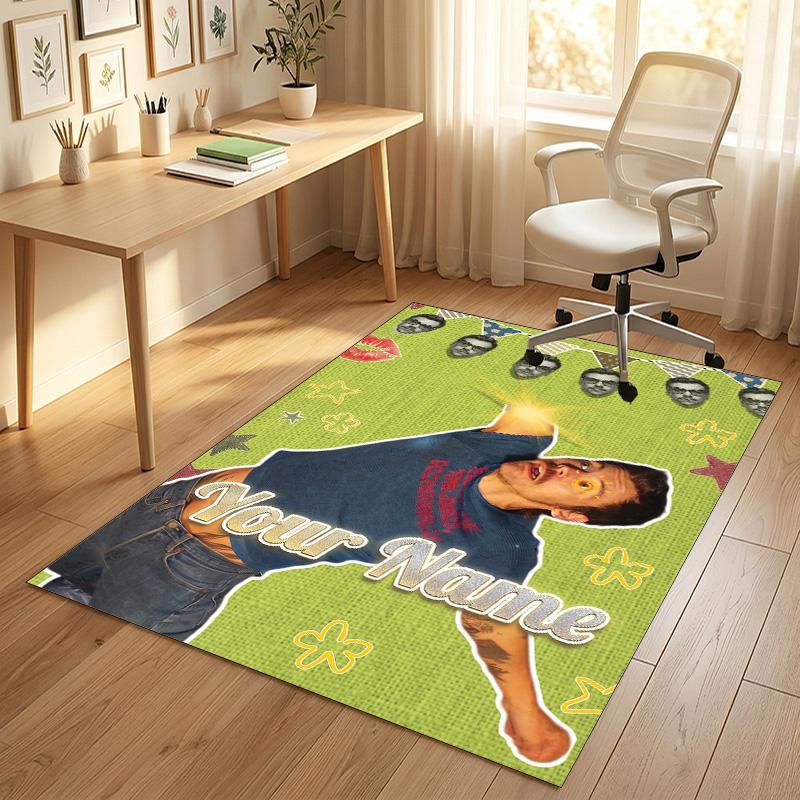 Personalized Crystal Velvet Carpet,Harry Styles Custom Printed Name, Plush Area Rug For Home Indoor Decor