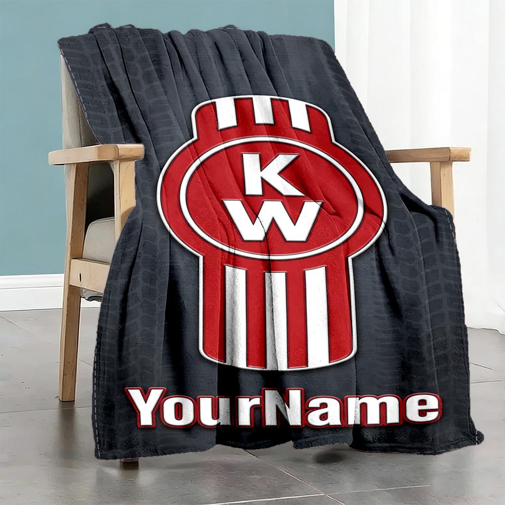 Kw Heavy Trucks Personalized Name Blanket Throw Customizable Blanket Comfortable Suitable for Livingroom Bedding Seaside Living Room All-Season Use