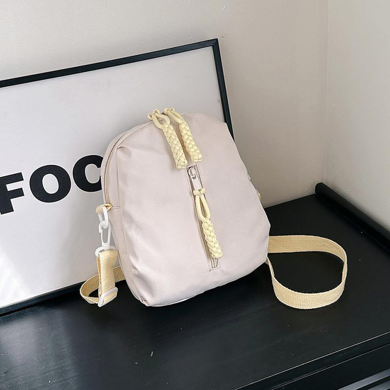 2024 New Women's Chest Bag Summer Small Fresh Casual Nylon Canvas Bag Street Fashion Cute Girl Minimal Crossbody Bag White Green Purple Black