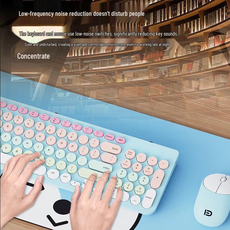 Fude IK6632 Wireless Retro Keyboard and Mouse Combo