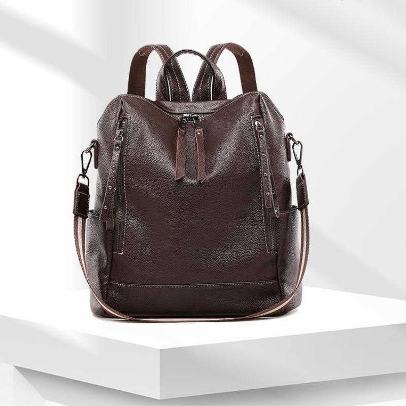 Многофункциональный рюкзак, повседневный женский студенческий рюкзак, дорожная сумка большой вместимости 34cm*16cm*33cm темно-коричневого