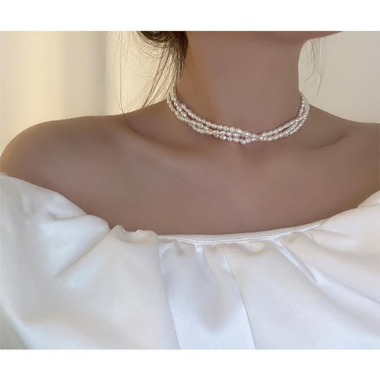 Freshwater pearl series necklace French retro versatile elegant personalized neck chain collarbone chain