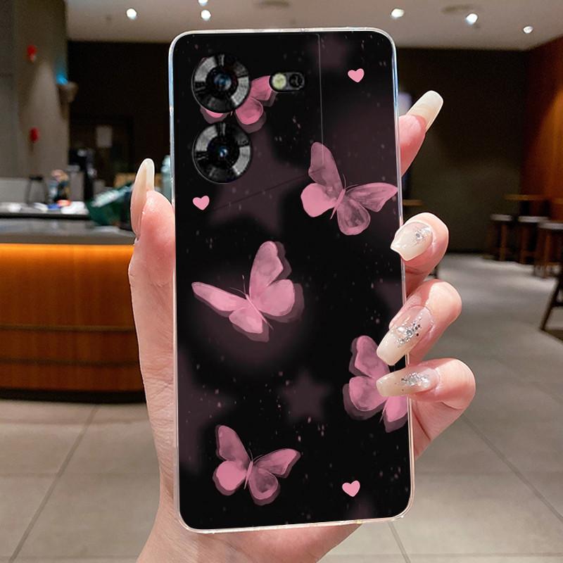 For Techno Pova 5 LH7n 5Pro LH8n Phone Case Tecno Pova 5 Pro Case Clear Luxury Fashion Butterfly Flowers Soft TPU Silicone Cover
